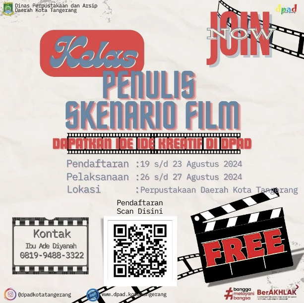 Pemkot Tangerang Buka Pendaftaran Kelas Penulis Skenario Film Gratis untuk Generasi Muda