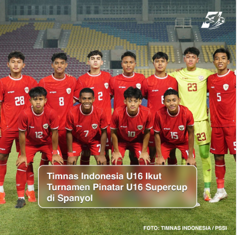 Timnas Indonesia U16 Siap Berlaga di Turnamen Pinatar U16 Supercup di Spanyol