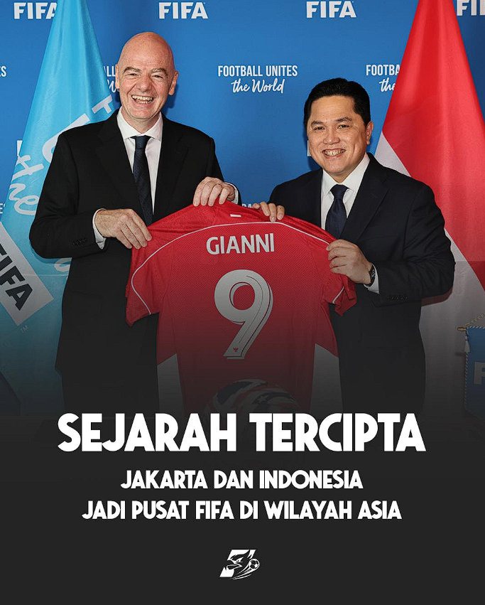 Jakarta Resmi Jadi Pusat FIFA untuk Asia Tenggara dan Asia Timur