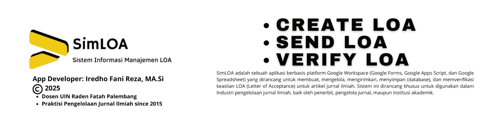 SimLOA – Sistem Informasi Manajemen LOA Karya Iredho Fani Reza, MA.Si Resmi Terdaftar HKI