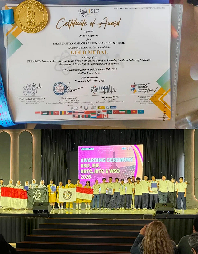 SMAN CMBBS Raih Gold Medal di ISIF 2025 Bali: Inovasi TREABOT Bawa Edukasi Anti Brain Rot ke Level Dunia