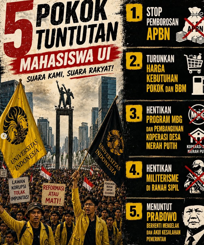 BEM UI Gelar Aksi di Bundaran HI, Bawa Lima Tuntutan untuk Pemerintah Prabowo