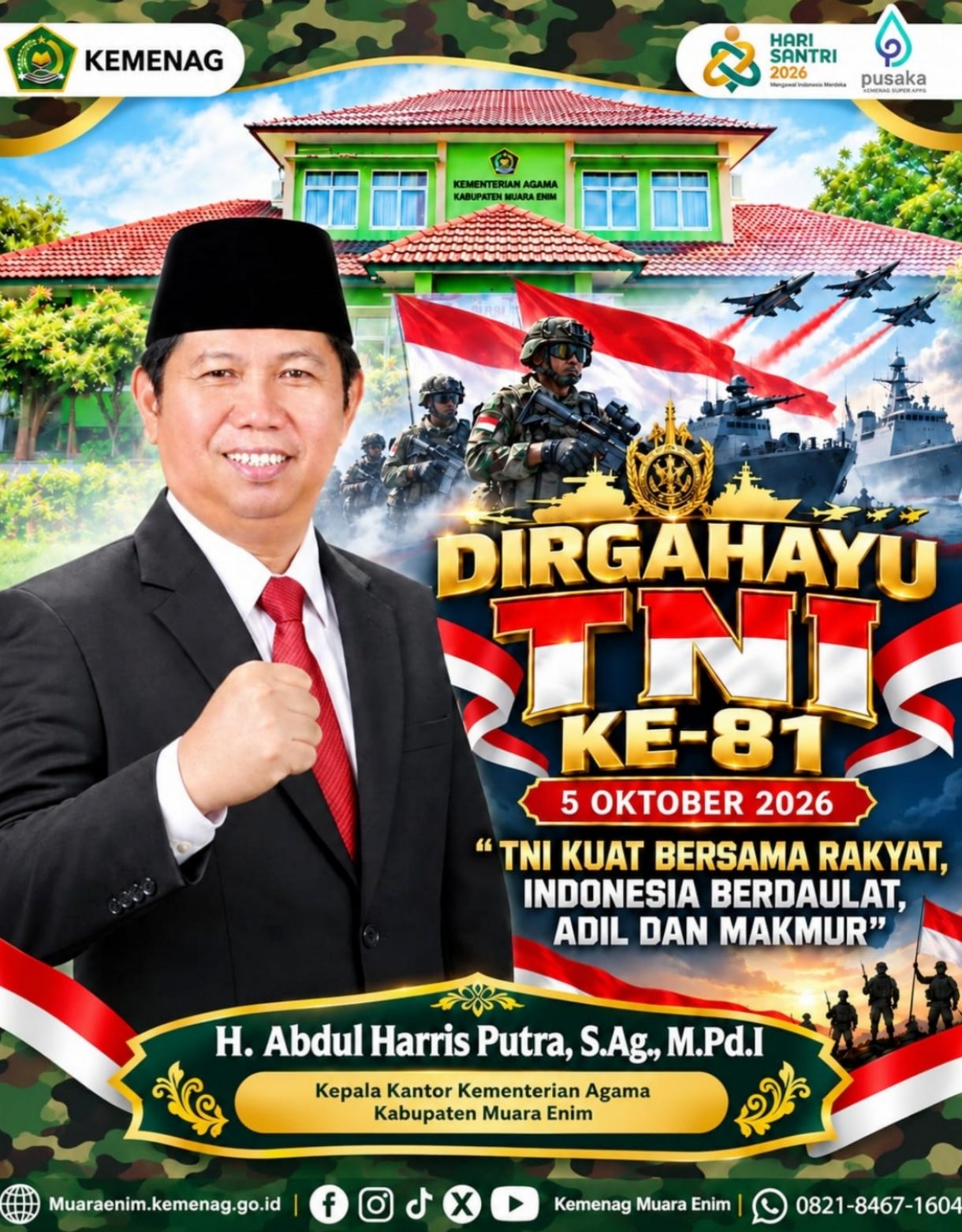 Momentum HUT ke-81 TNI, Kepala Kemenag Muara Enim Ajak Elemen Bangsa Perkuat Persatuan dan Kesatuan